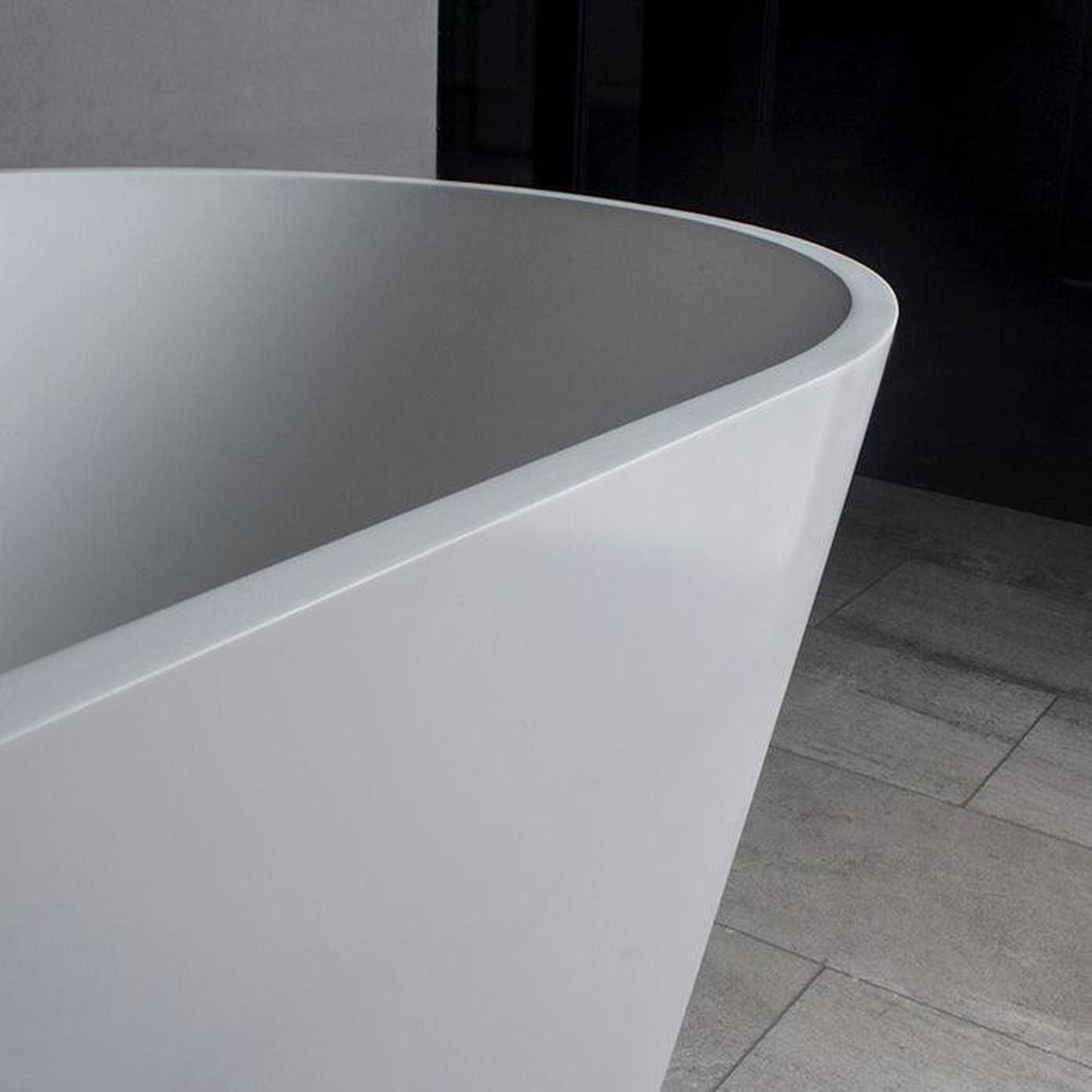 Vanity Art 59" Glossy White Solid Surface Resin Stone Freestanding Bathtub With Overflow and Pop-up Drain