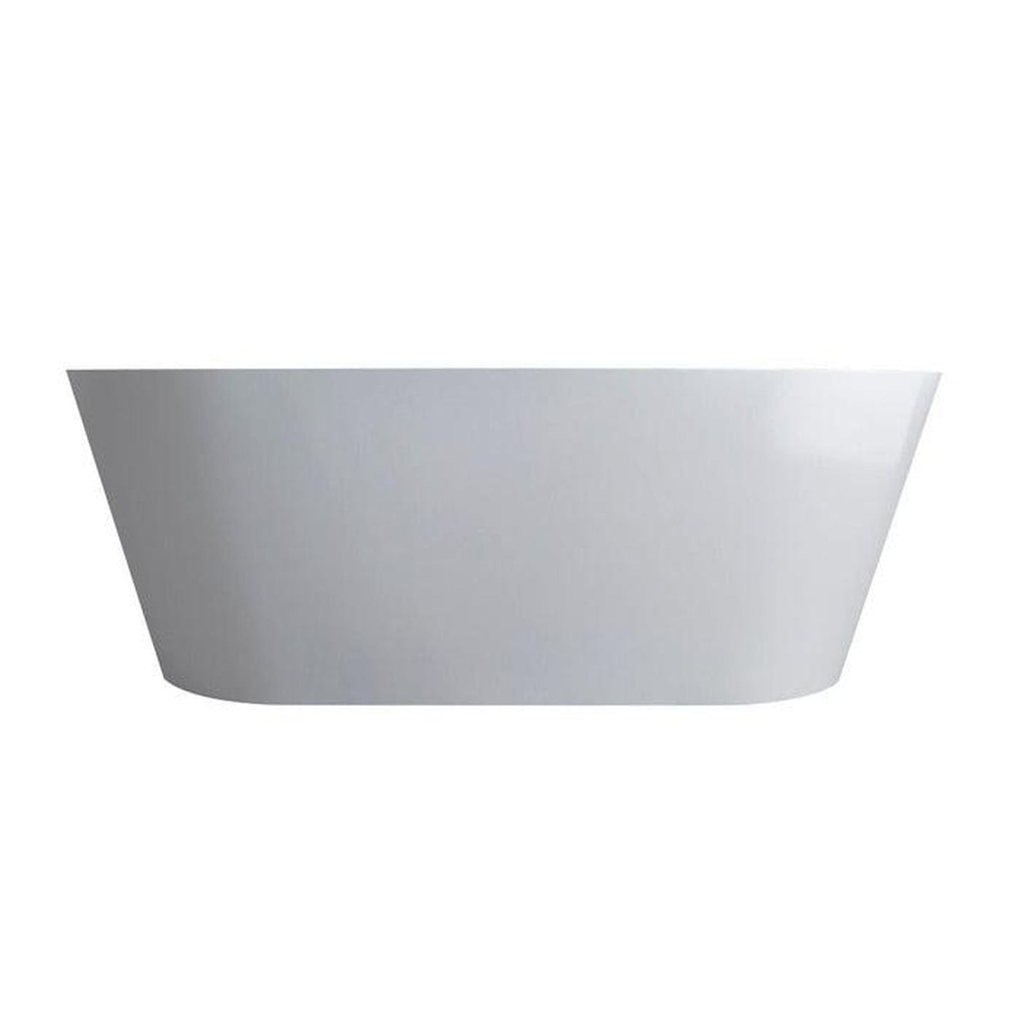 Vanity Art 59" Glossy White Solid Surface Resin Stone Freestanding Bathtub With Overflow and Pop-up Drain