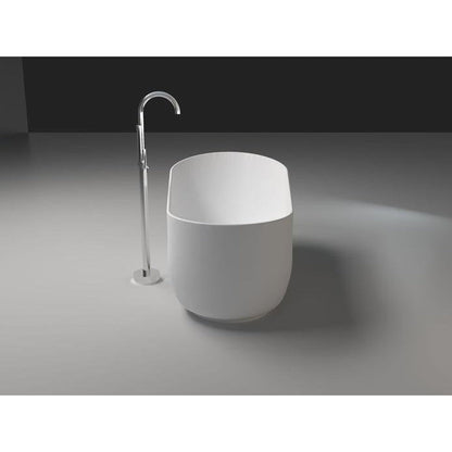 Vanity Art 59" Glossy White Solid Surface Resin Stone Freestanding Flatbottom Bathtub With Overflow and Pop-up Drain