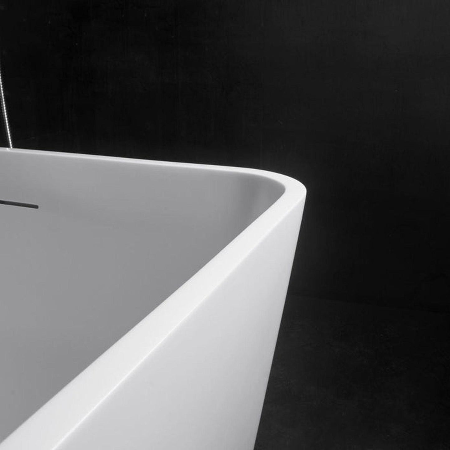 Vanity Art 59" Glossy White Solid Surface Resin Stone Freestanding Soaking Tub With Slotted Overflow and Pop-up Drain