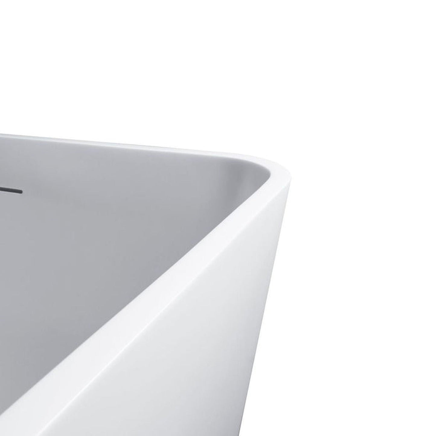 Vanity Art 59" Glossy White Solid Surface Resin Stone Freestanding Soaking Tub With Slotted Overflow and Pop-up Drain