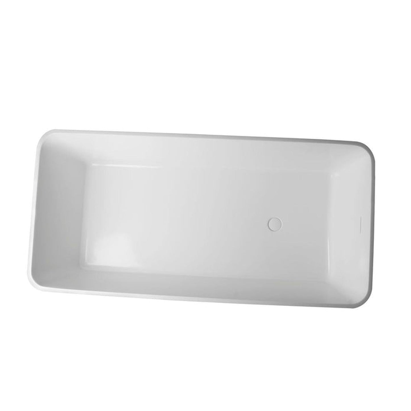 Vanity Art 59" Glossy White Solid Surface Resin Stone Freestanding Soaking Tub With Slotted Overflow and Pop-up Drain