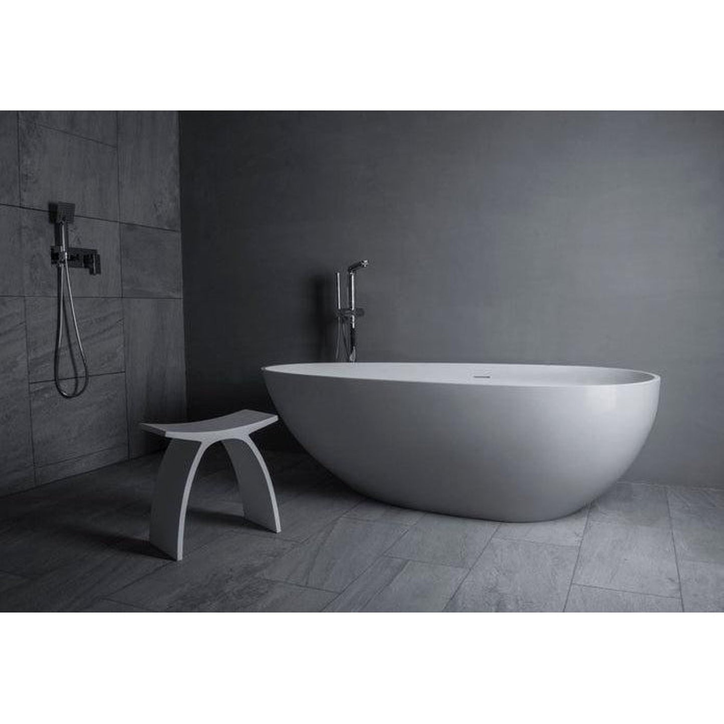 Vanity Art 59" Matte White Contemporary Design Soaking Tub With Overflow and Pop-up Drain