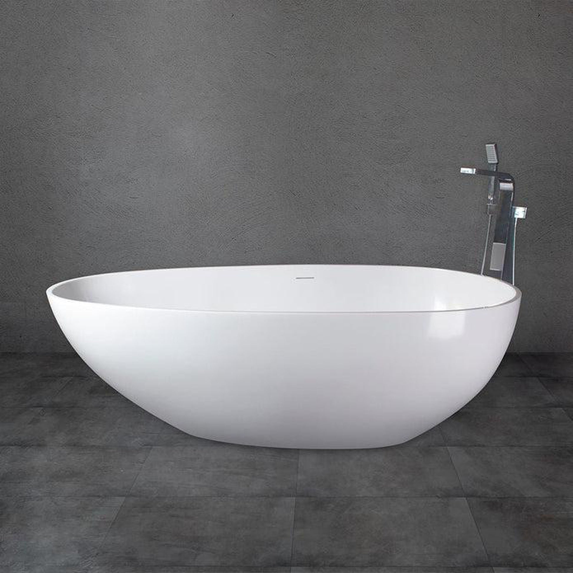 Vanity Art 59" Matte White Contemporary Design Soaking Tub With Overflow and Pop-up Drain