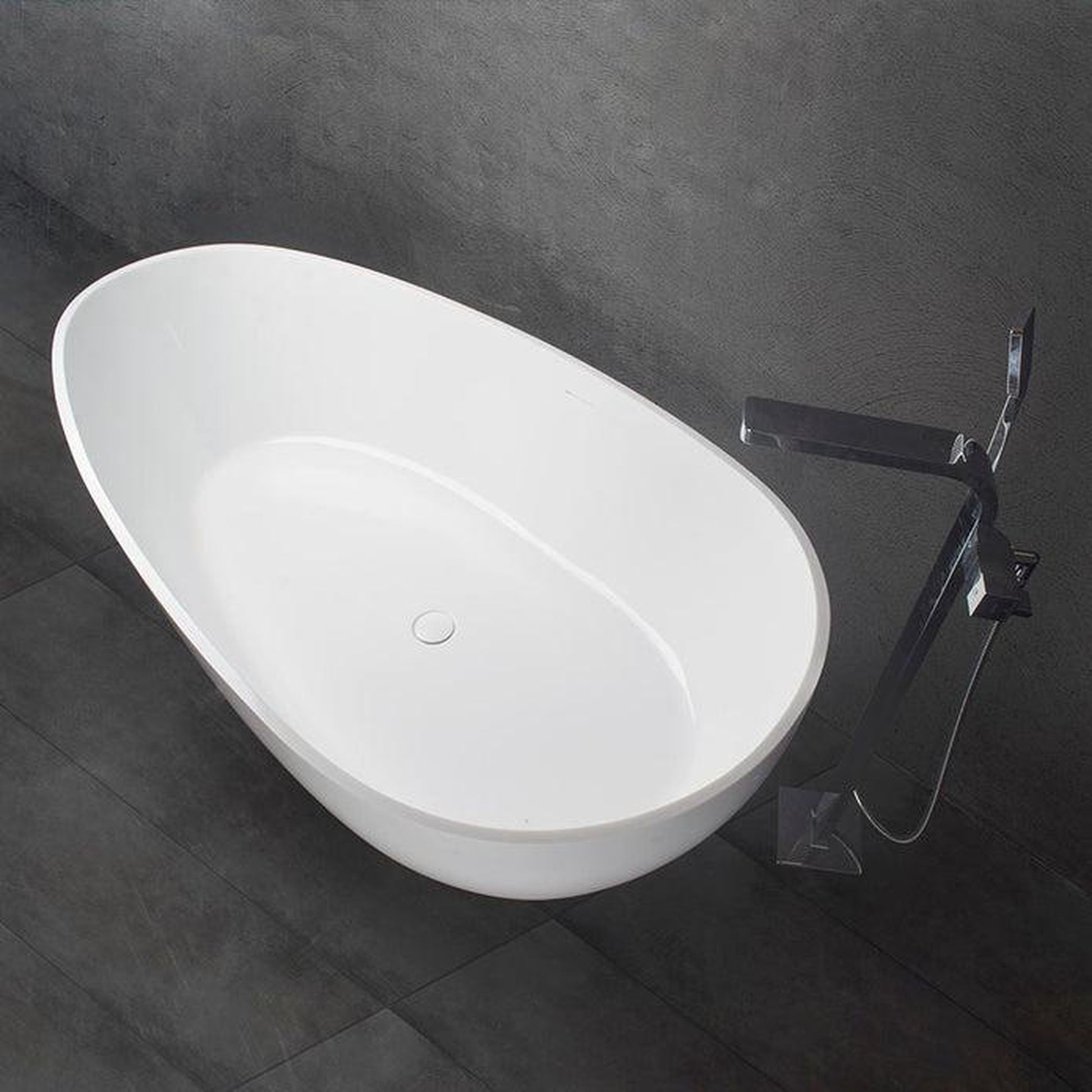 Vanity Art 59" Matte White Contemporary Design Soaking Tub With Overflow and Pop-up Drain