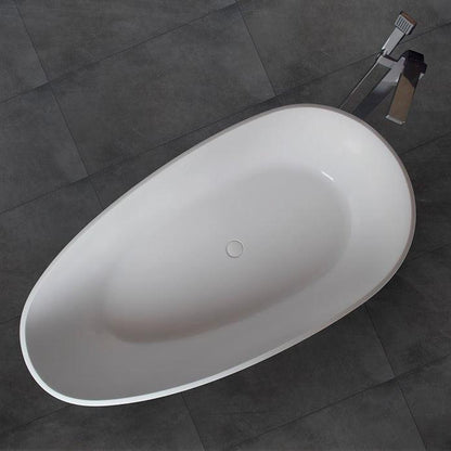 Vanity Art 59" Matte White Contemporary Design Soaking Tub With Overflow and Pop-up Drain