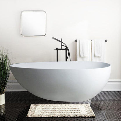 Vanity Art 59" Matte White Contemporary Design Soaking Tub With Overflow and Pop-up Drain