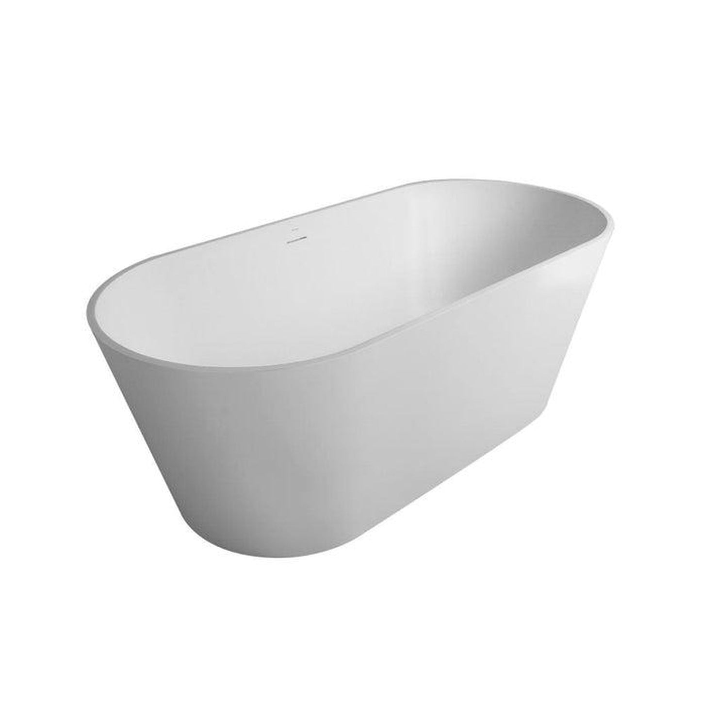 Vanity Art 59" Matte White Solid Surface Resin Stone Freestanding Bathtub With Overflow and Pop-up Drain