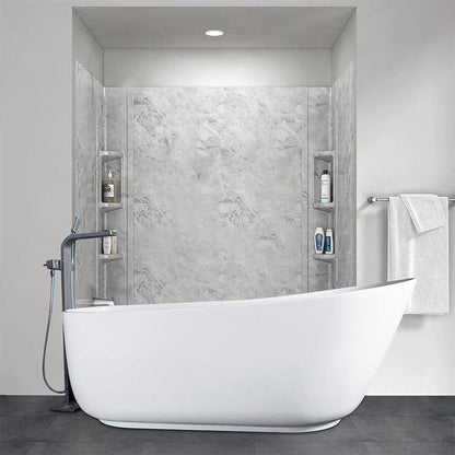 Vanity Art 59" Matte White Solid Surface Resin Stone Freestanding Flatbottom Bathtub With Overflow and Pop-up Drain