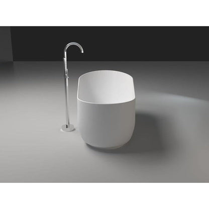 Vanity Art 59" Matte White Solid Surface Resin Stone Freestanding Flatbottom Bathtub With Overflow and Pop-up Drain