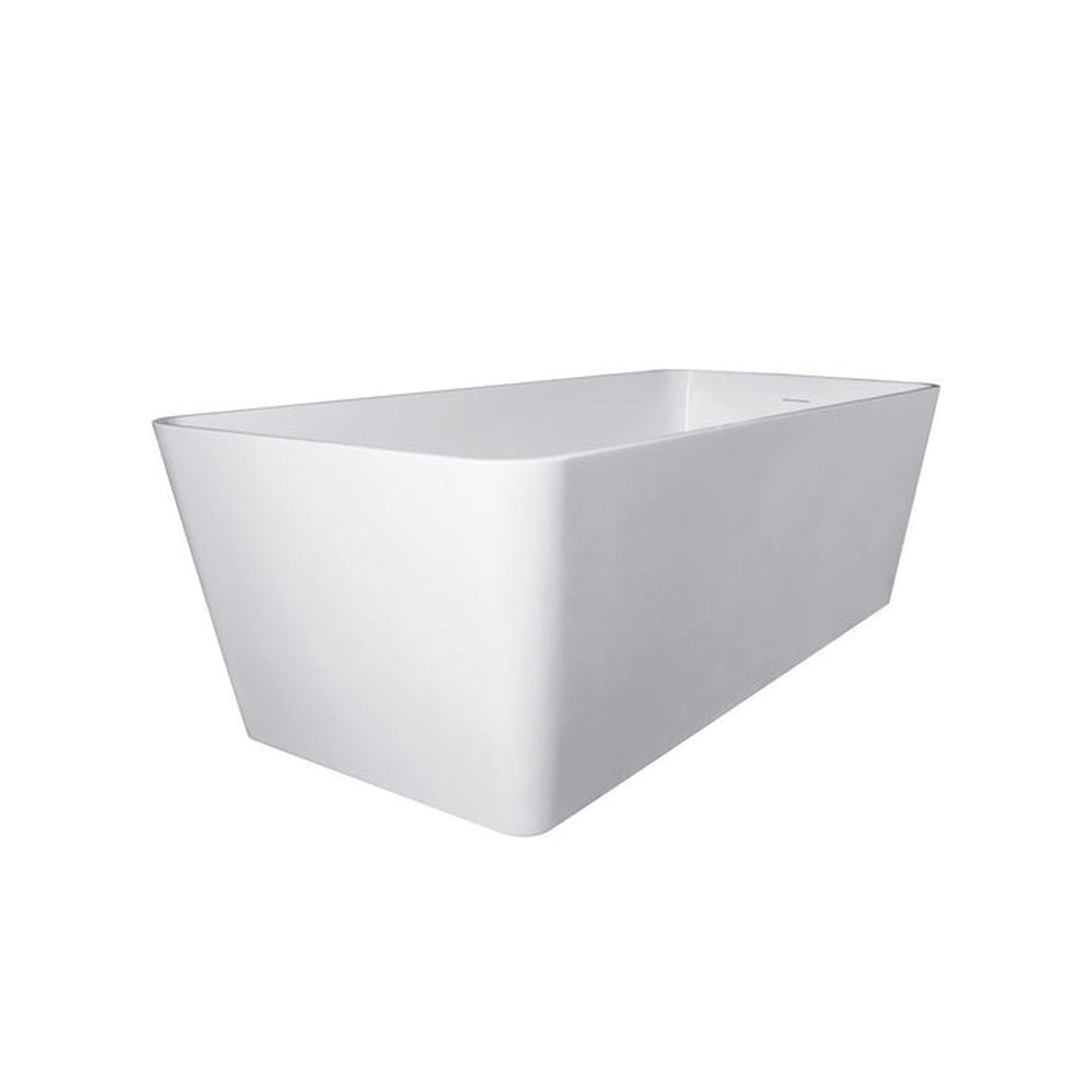 Vanity Art 59" Matte White Solid Surface Resin Stone Freestanding Soaking Tub With Slotted Overflow and Pop-up Drain