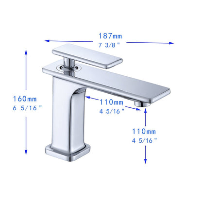 Vanity Art 6" Polished Chrome Single Hole Modern Bathroom Vessel Sink Faucet