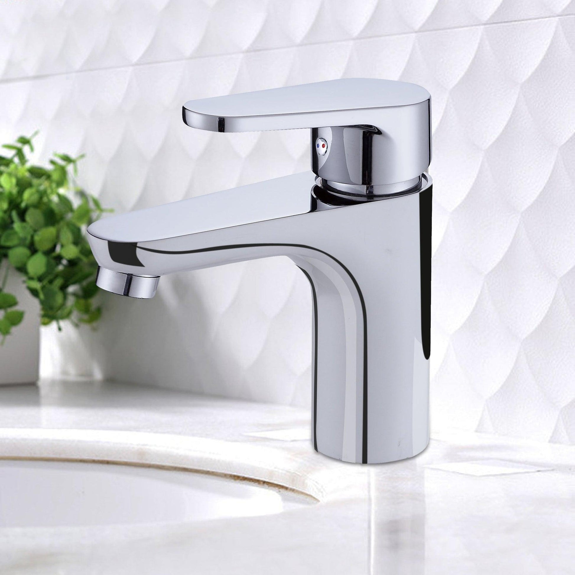 Vanity Art 6" Polished Chrome Stainless Steel Deck Mount Vanity Bathroom Vessel Faucet With Single Lever Handle