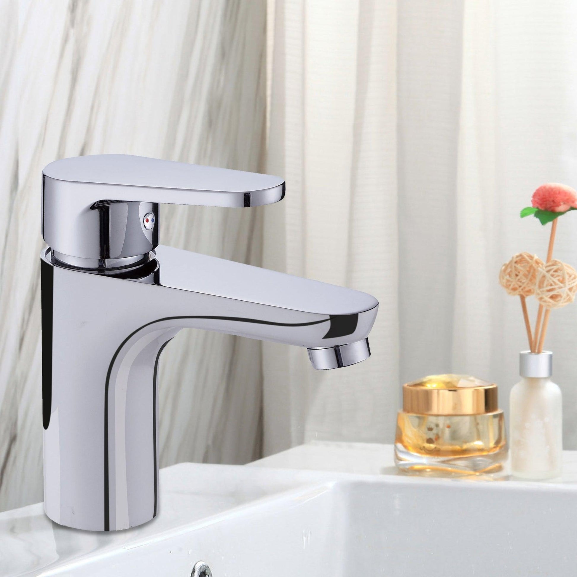 Vanity Art 6" Polished Chrome Stainless Steel Deck Mount Vanity Bathroom Vessel Faucet With Single Lever Handle