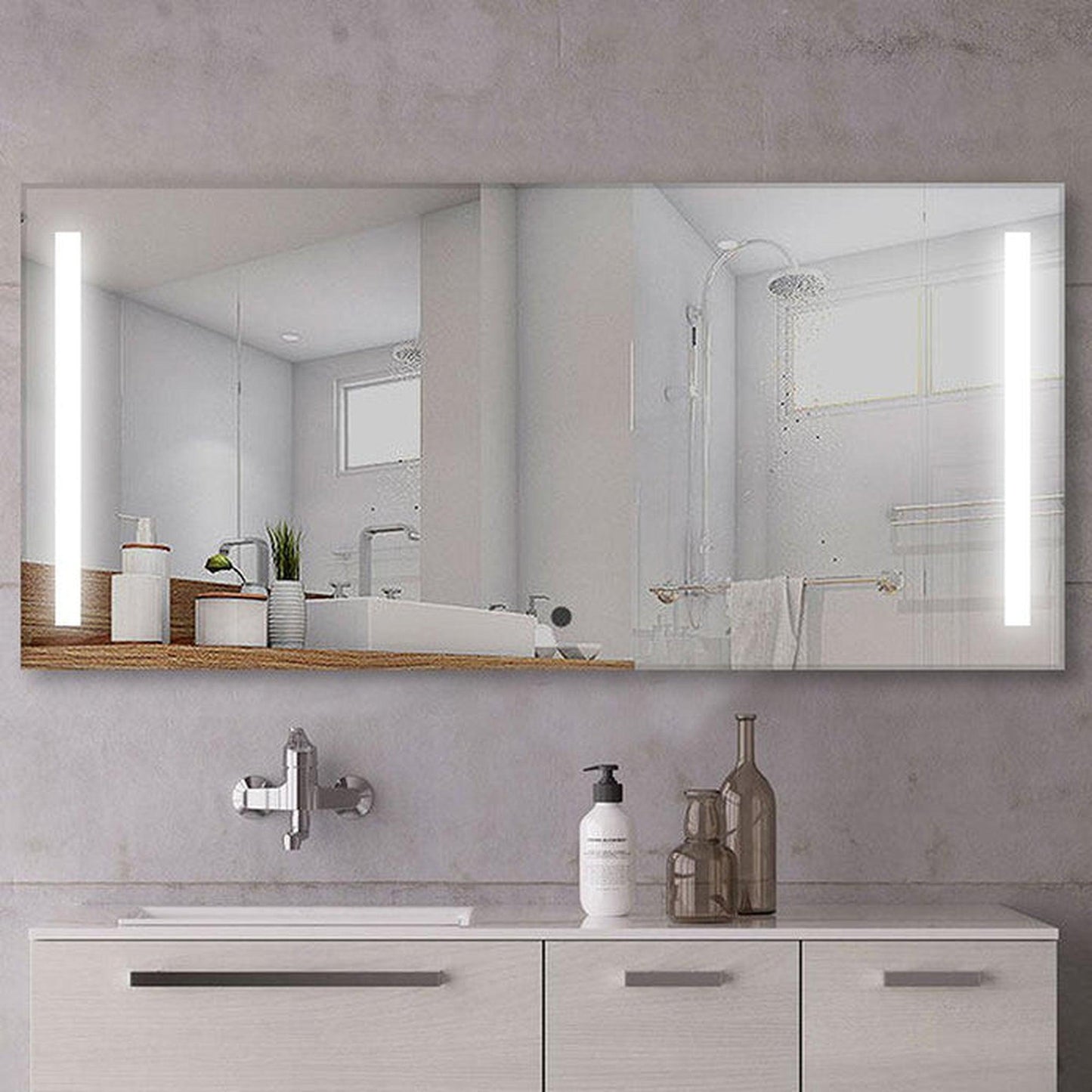 Vanity Art 60" W x 28" H LED Lighted Bathroom Vanity Wall Mirror With Touch Sensor Switch