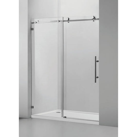 Vanity Art 60" W x 76" H Frameless Single Sliding Glass Barn Shower Door With Brushed Nickel Hardware