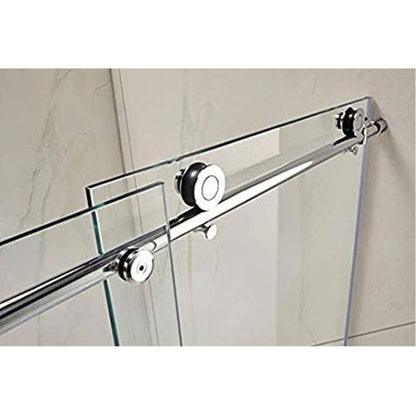 Vanity Art 60" W x 76" H Frameless Single Sliding Glass Barn Shower Door With Polished Chrome