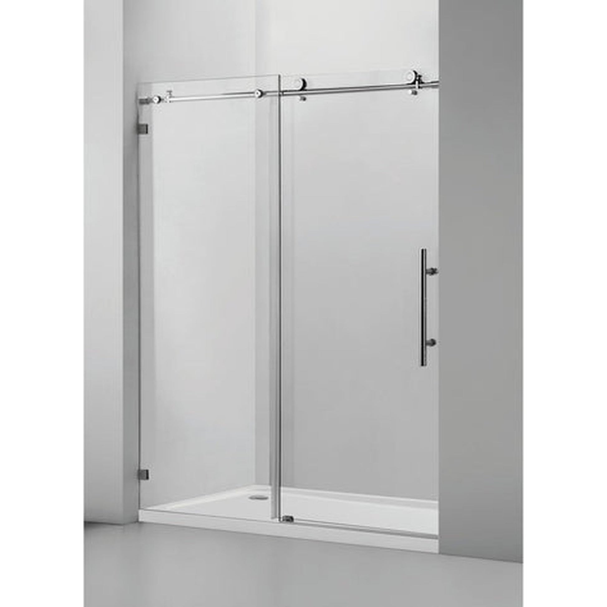 Vanity Art 60" W x 76" H Frameless Single Sliding Glass Barn Shower Door With Polished Chrome