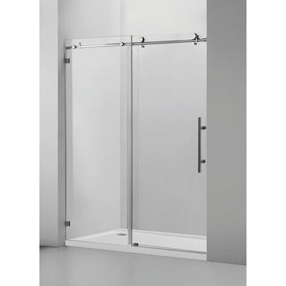 Vanity Art 60" W x 76" H Frameless Single Sliding Glass Barn Shower Door With Polished Chrome