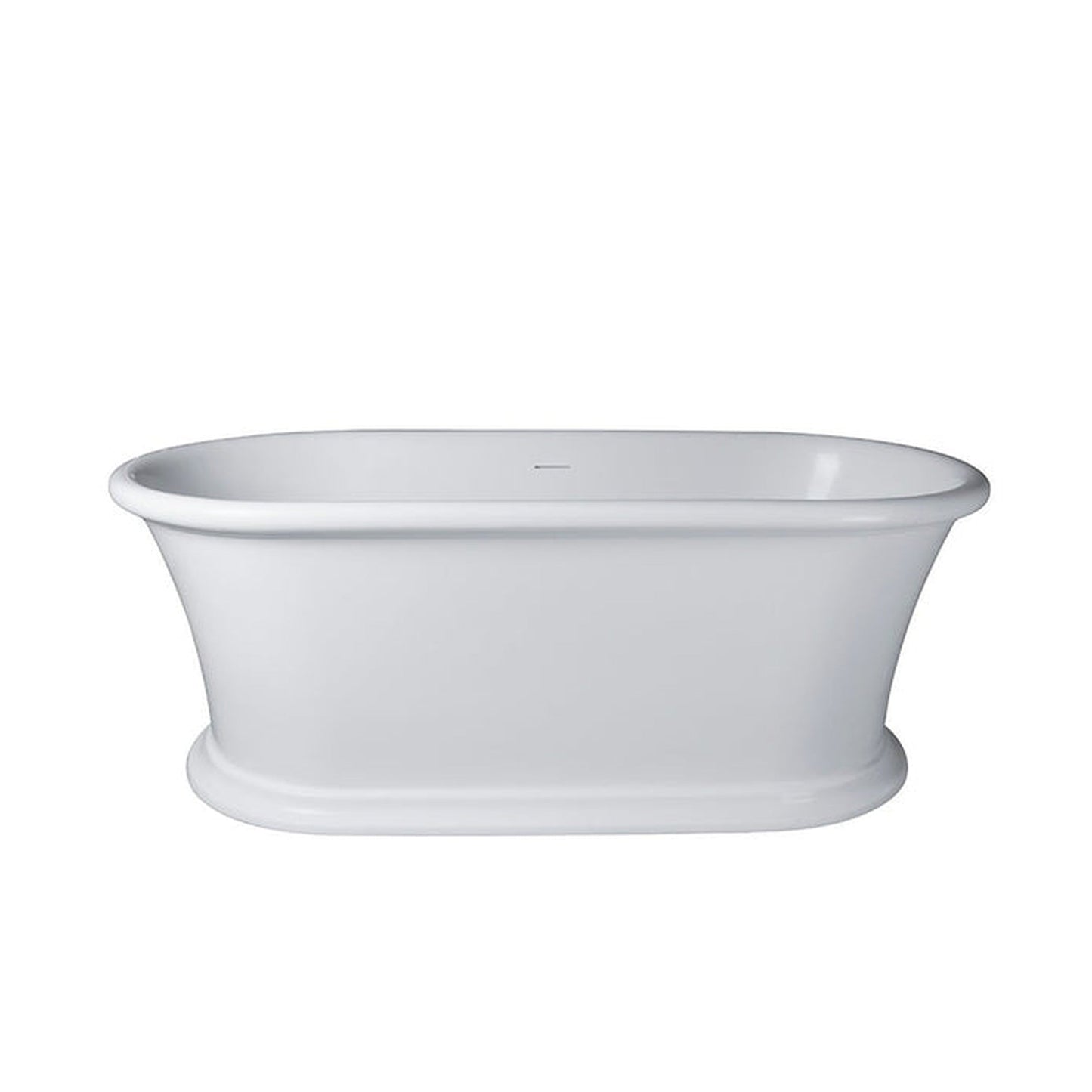 Vanity Art 61" Matte White Flatbottom Freestanding Solid Surface Resin Stone Bathtub With Slotted Overflow and Pop-up Drain