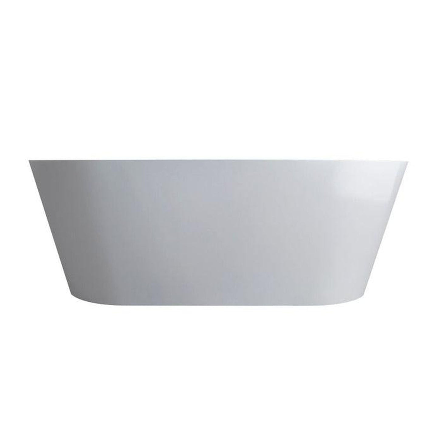 Vanity Art 65" Glossy White Solid Surface Resin Stone Freestanding Bathtub With Overflow and Pop-up Drain