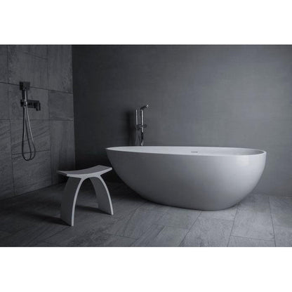 Vanity Art 67" Glossy White Contemporary Design Soaking Tub With Overflow and Pop-up Drain