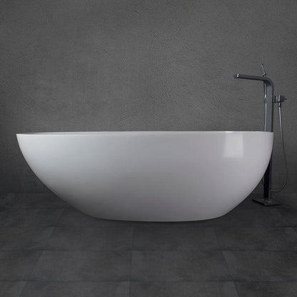 Vanity Art 67" Glossy White Contemporary Design Soaking Tub With Overflow and Pop-up Drain