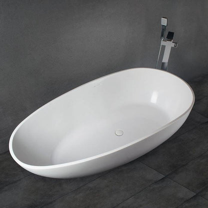 Vanity Art 67" Glossy White Contemporary Design Soaking Tub With Overflow and Pop-up Drain