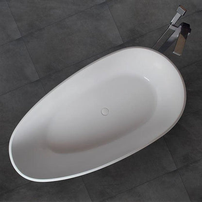 Vanity Art 67" Matte White Contemporary Design Soaking Tub With Overflow and Pop-up Drain