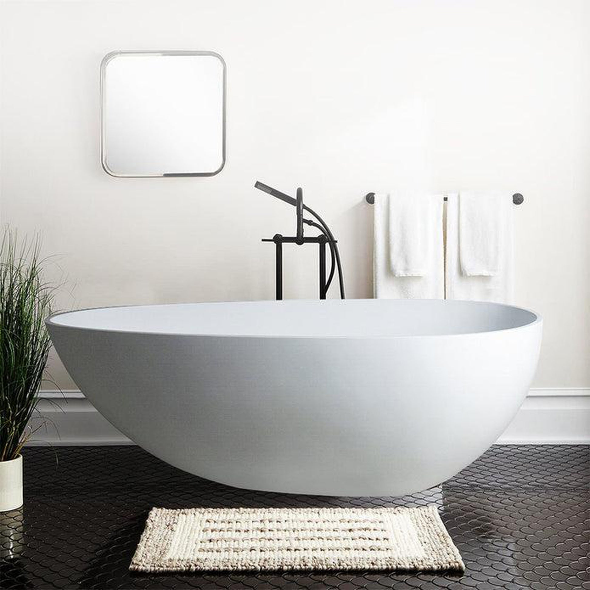 Vanity Art 67" Matte White Contemporary Design Soaking Tub With Overflow and Pop-up Drain
