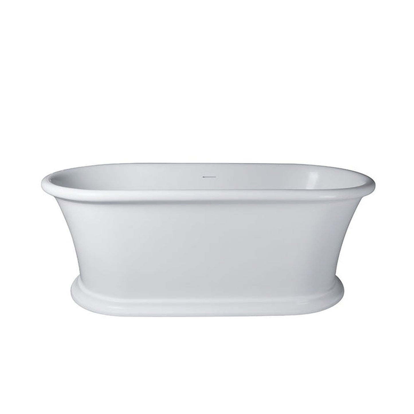 Vanity Art 67" Matte White Flatbottom Freestanding Solid Surface Resin Stone Bathtub With Slotted Overflow and Pop-up Drain