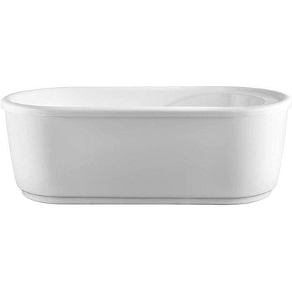 Vanity Art 67" W x 23" H White Acrylic Freestanding Bathtub With Polished Chrome Round Overflow and Pop-up Drain