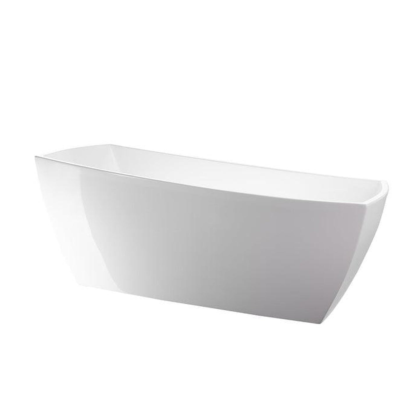 Vanity Art 67" White Acrylic Contemporary Design Soaking Tub With Overflow and Pop-up Drain