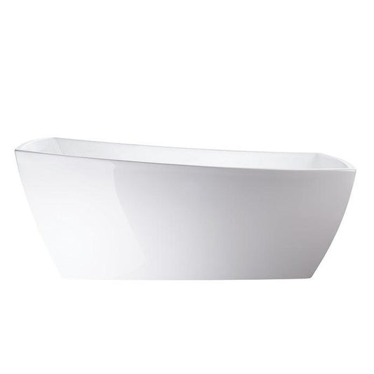 Vanity Art 67" White Acrylic Contemporary Design Soaking Tub With Overflow and Pop-up Drain