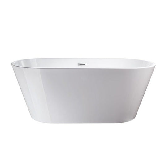 Vanity Art 67" x 32" White Acrylic Freestanding Non-Slip Soaking Bathtub With Polished Chrome Drain Finish