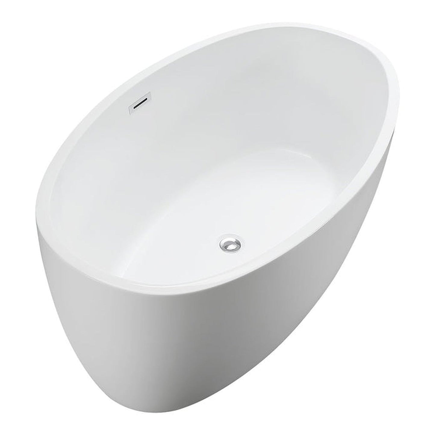 Vanity Art 69" x 40" White Modern Stand Alone Soaking Tub With Polished Chrome Slotted Overflow and Pop-up Drain
