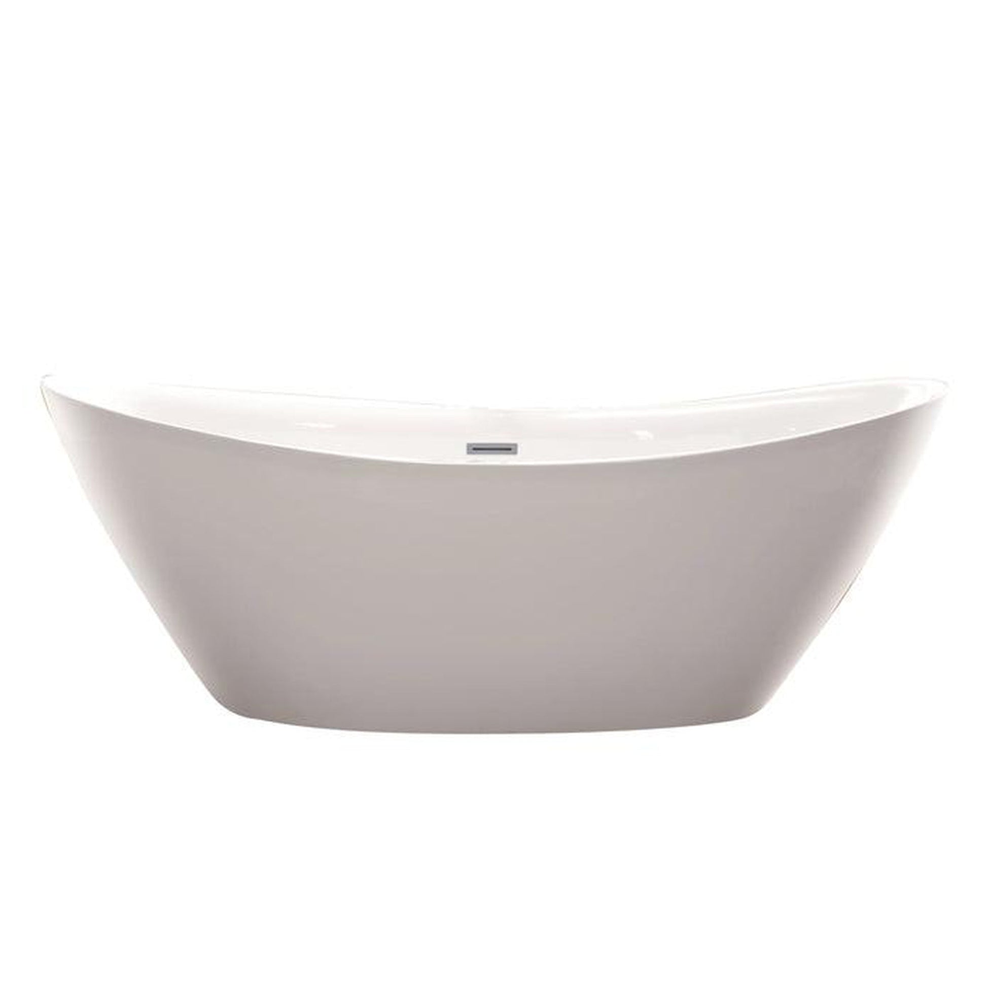 Vanity Art 71" W x 26" H White Acrylic Non-Slip Oval Freestanding Bathtub With Polished Chrome Pop-up Drain, Overflow and Flexible Drain Hose