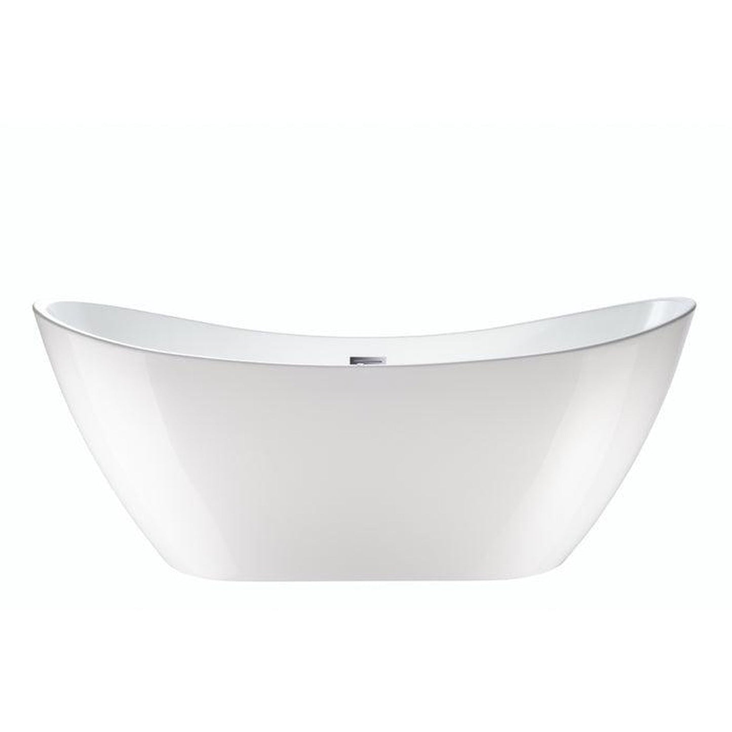 Vanity Art 71" W x 28" H White Acrylic Freestanding Bathtub With Brushed Nickel Pop-up Drain, Slotted Overflow and Flexible Drain Hose