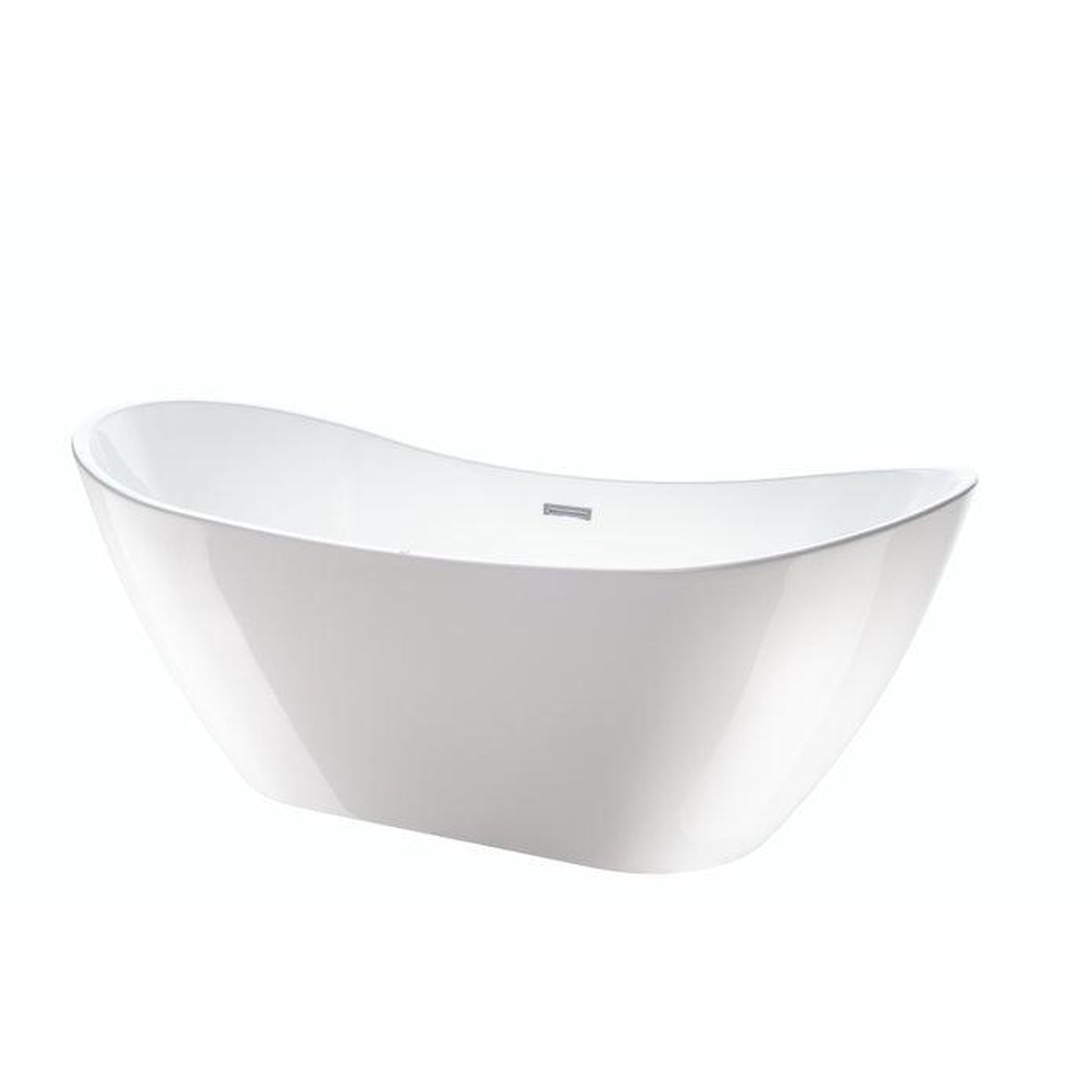 Vanity Art 71" W x 28" H White Acrylic Freestanding Bathtub With Polished Chrome Pop-up Drain, Slotted Overflow and Flexible Drain Hose