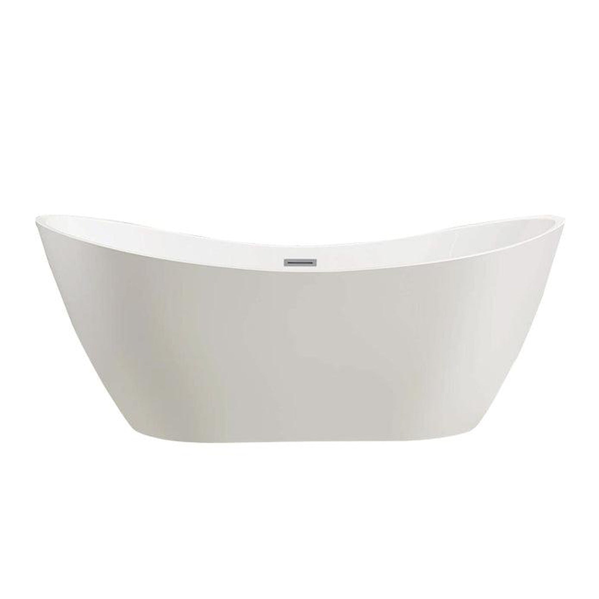 Vanity Art 71" W x 28" H White Acrylic Freestanding Bathtub With Polished Chrome Pop-up Drain, Slotted Overflow and Flexible Drain Hose