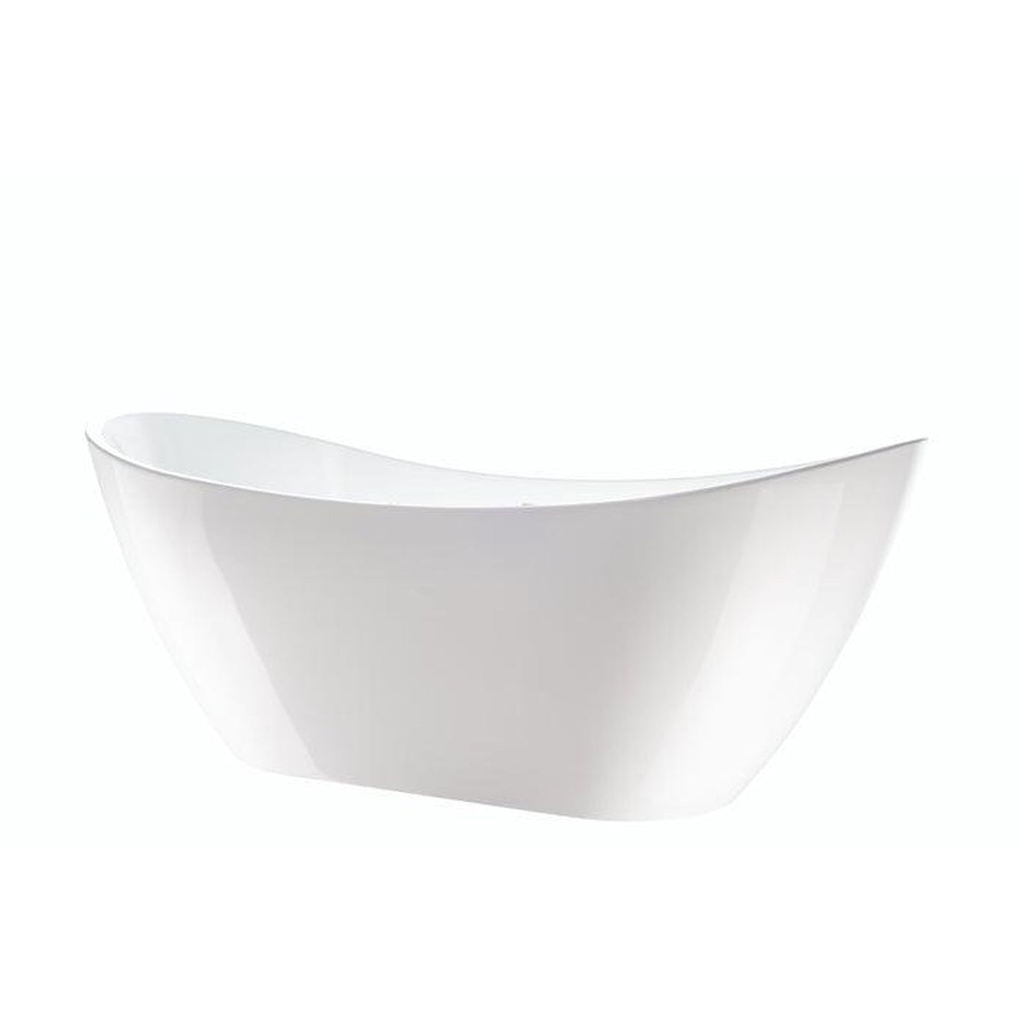 Vanity Art 71" W x 28" H White Acrylic Freestanding Bathtub With Pure White Pop-up Drain, Slotted Overflow and Flexible Drain Hose