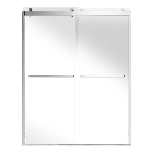 Vanity Art 76" H x 60" W Chrome and Clear Tempered Glass Frameless Double Sliding Shower Door