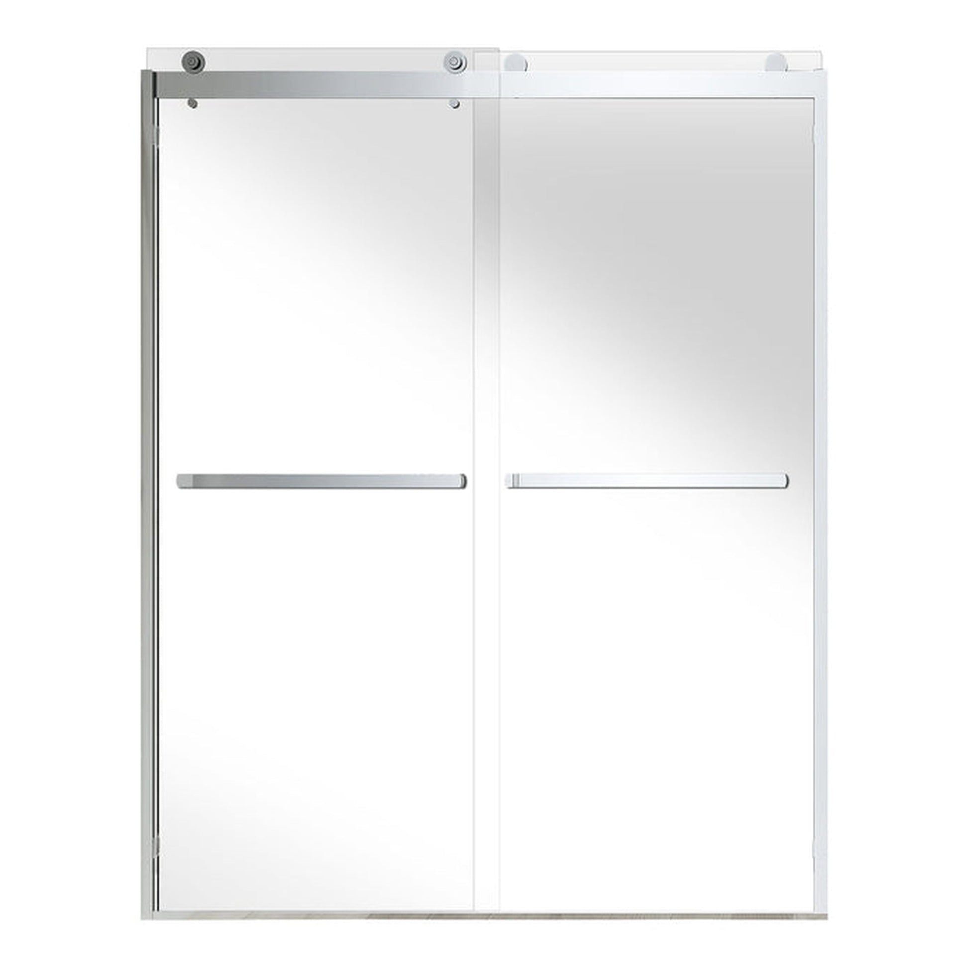 Vanity Art 76" H x 60" W Clear Tempered Glass Frameless Double Sliding Shower Door With Brushed Nickel Hardware