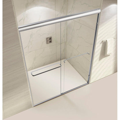 Vanity Art 76" H x 60" W Clear Tempered Glass Single Sliding Frameless Shower Door With Polished Chrome Hardware