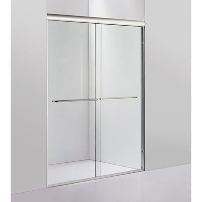 Vanity Art 76" H x 60" W Clear Tempered Glass Single Sliding Frameless Shower Door With Polished Chrome Hardware