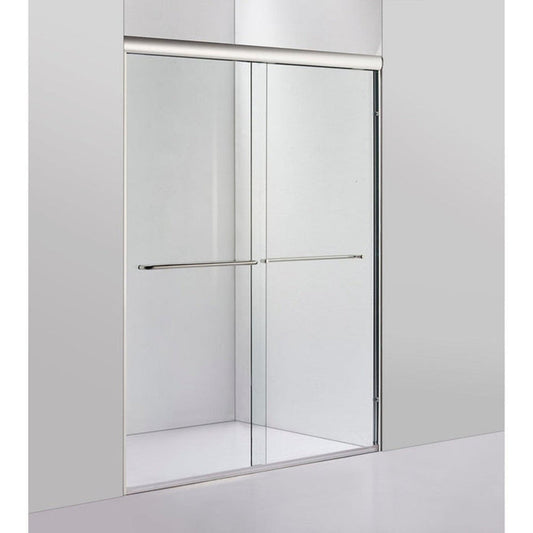 Vanity Art 76" H x 60" W Clear Tempered Glass Single Sliding Frameless Shower Door With Polished Chrome Hardware