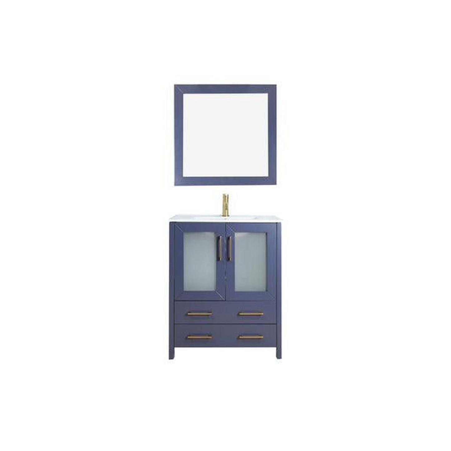 Vanity Art Brescia 36" Single Blue Freestanding Modern Bathroom Vanity Set With Integrated Ceramic Sink, 1 Shelf, 1 Side Cabinet and Mirror