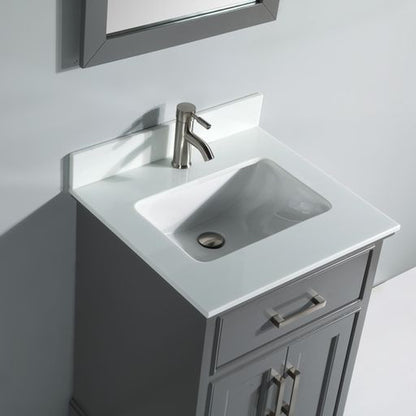 Vanity Art Genoa 24" Single Gray Freestanding Modern Bathroom Vanity Set With Super White Engineered Marble Top, White Ceramic Sink, Backsplash and Mirror