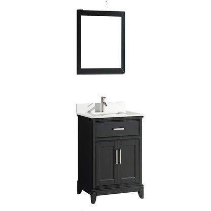 Vanity Art Genoa 30" Single Espresso Freestanding Modern Bathroom Vanity Set With Super White Engineered Marble Top, White Ceramic Sink, Backsplash and Mirror