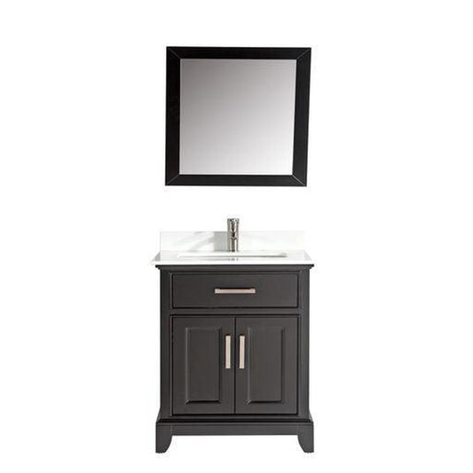 Vanity Art Genoa 30" Single Espresso Freestanding Modern Bathroom Vanity Set With Super White Engineered Marble Top, White Ceramic Sink, Backsplash and Mirror